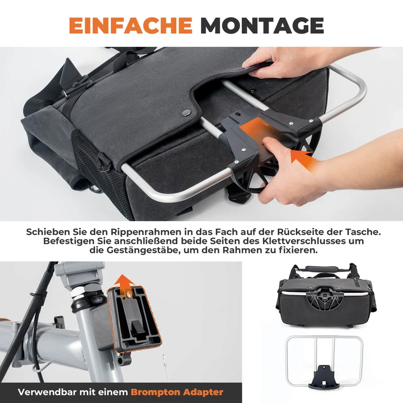 4-у-1 Fahrradtasche für Brompton Magnetverschluss 8-10L