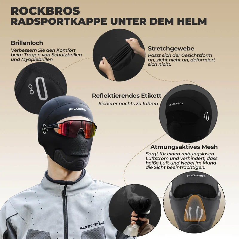 Зімовая Балаклава ROCKBROS Multifunktion Sturmhaube Winddicht Atmungsaktiv