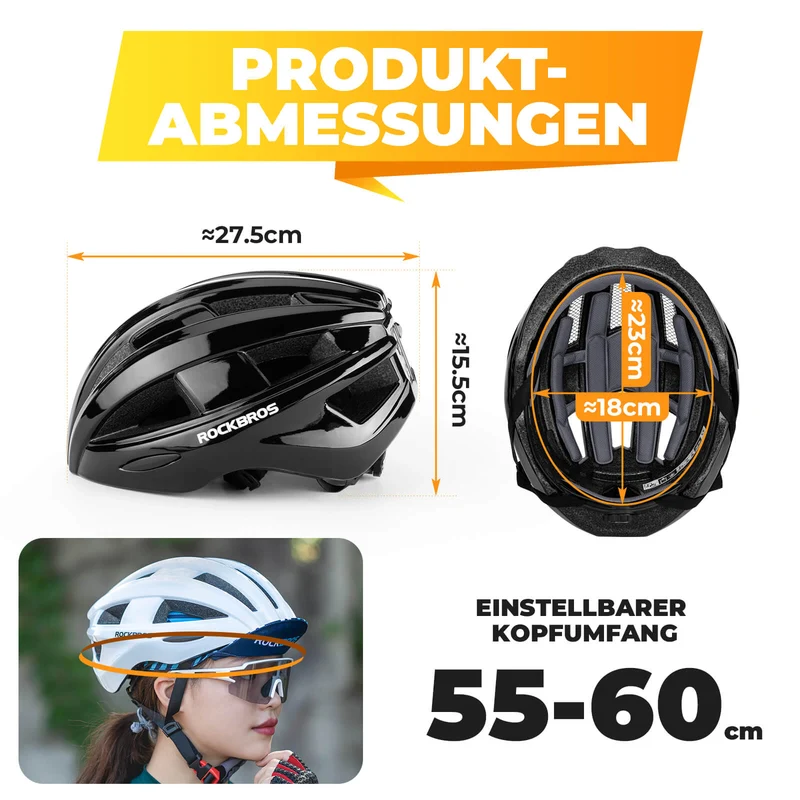 Fahrradhelm met ruglicht 55-60cm
