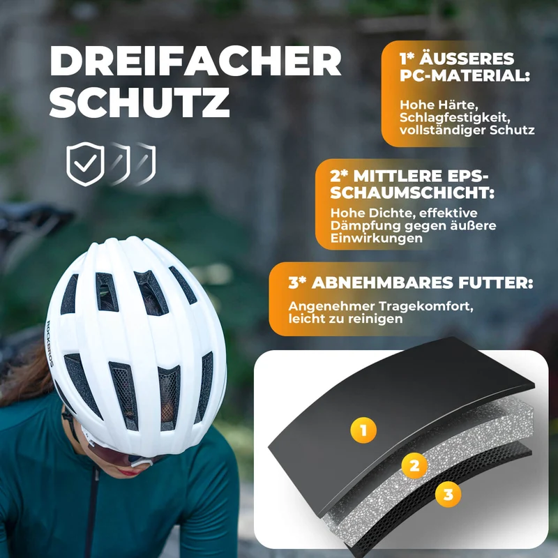 Fahrradhelm met ruglicht 55-60cm