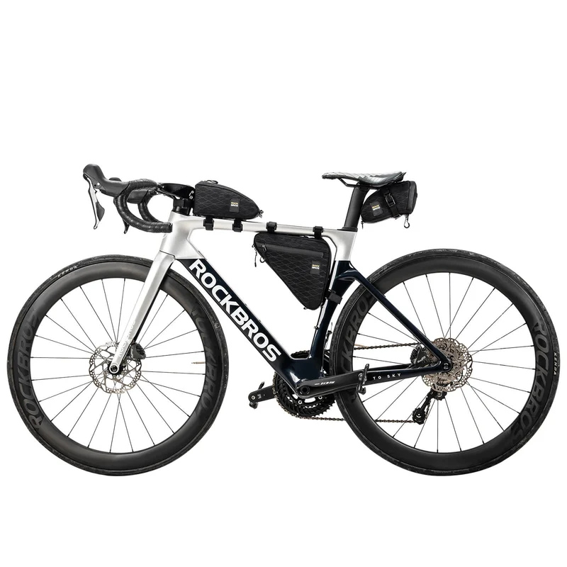 ROCKBROS Fahrradtasche Set Rahmentasche*2+Satteltasche*1 mit Verstellbarer Schultergurt 1,2L