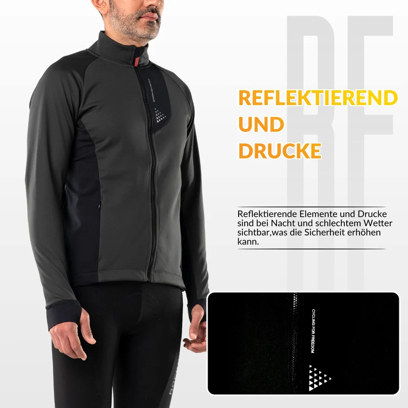 ROCKBROS Heren Winter Fahrradjacke Winddicht Atmungsaktiv met Fleecefutter