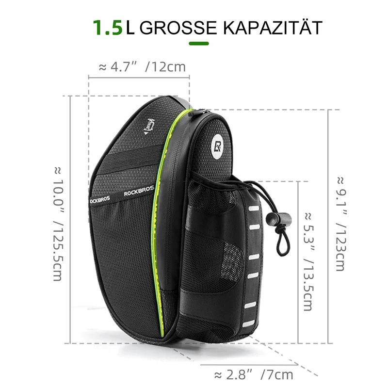 ROCKBROS Kratzfest Fahrrad Satteltasche met Flaschenhalter 1,5L