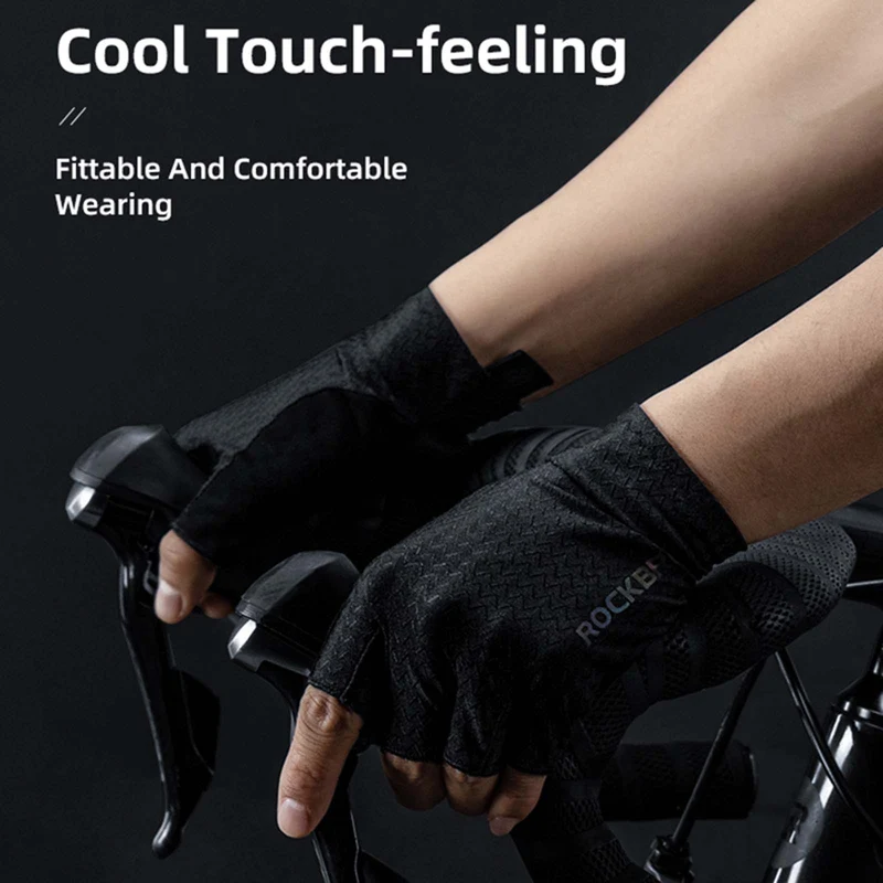 ROCKBROS Gel gemusterte Rutschfeste Halbfinger-Reithandschuhe