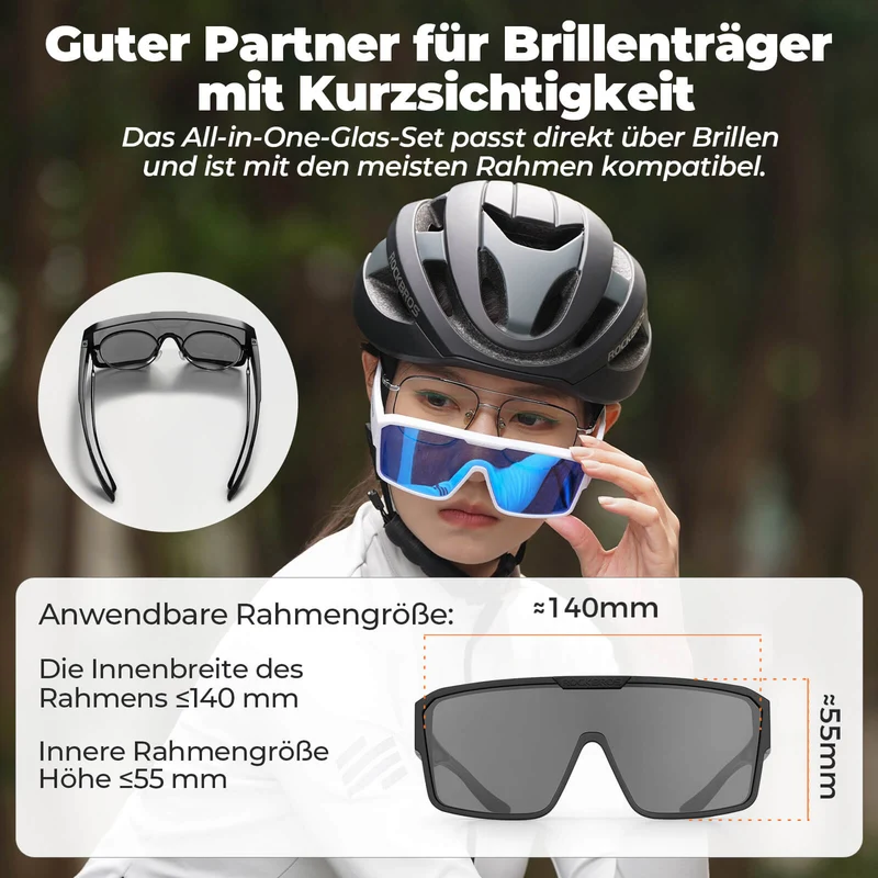 ROCKBROS Fahrradbrille Polarisiert Outdoor Sonnenbrille Überbrille MTB Rennrad