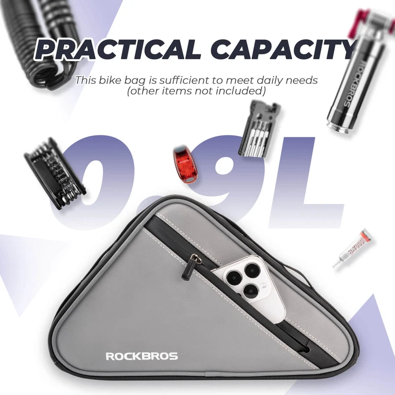 ROCKBROS Fahrradtasche Reflektierende Rahmentasche Dreiecktasche 0,9л