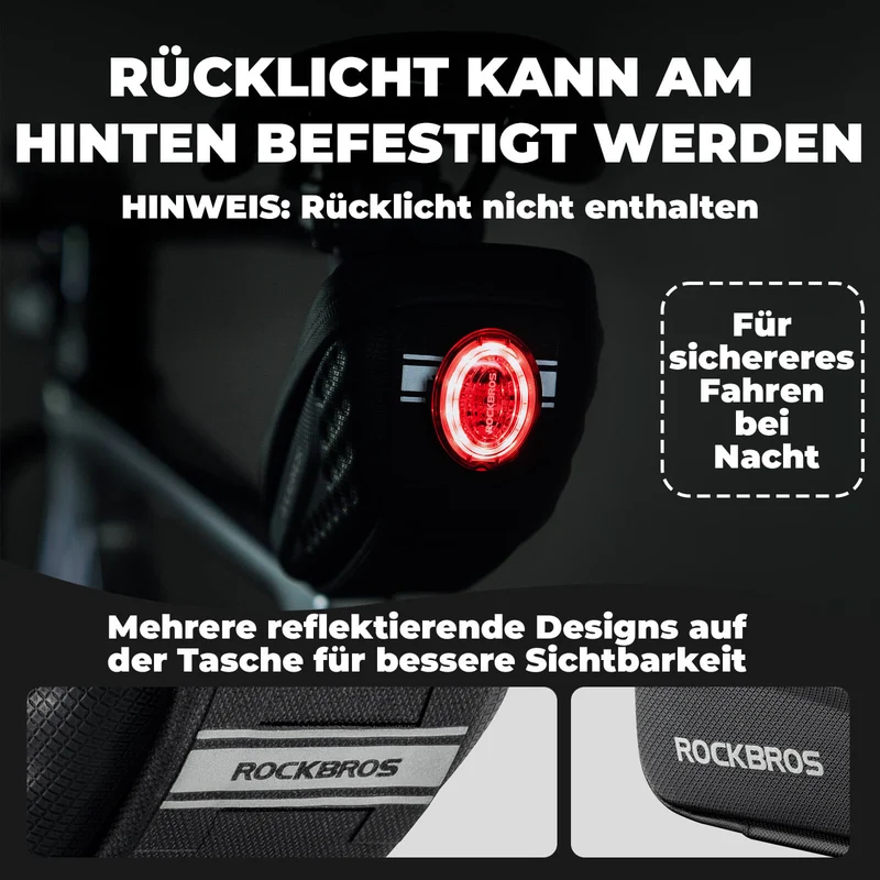 ROCKBROS Fahrrad Satteltasche mit Schutzblech Wasserabweisend 1,3 л/0.8 л
