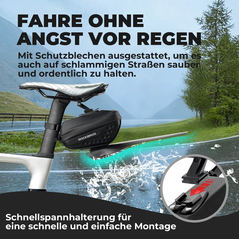 ROCKBROS Fahrrad Satteltasche mit Schutzblech Wasserabweisend 1,3 л/0.8 л