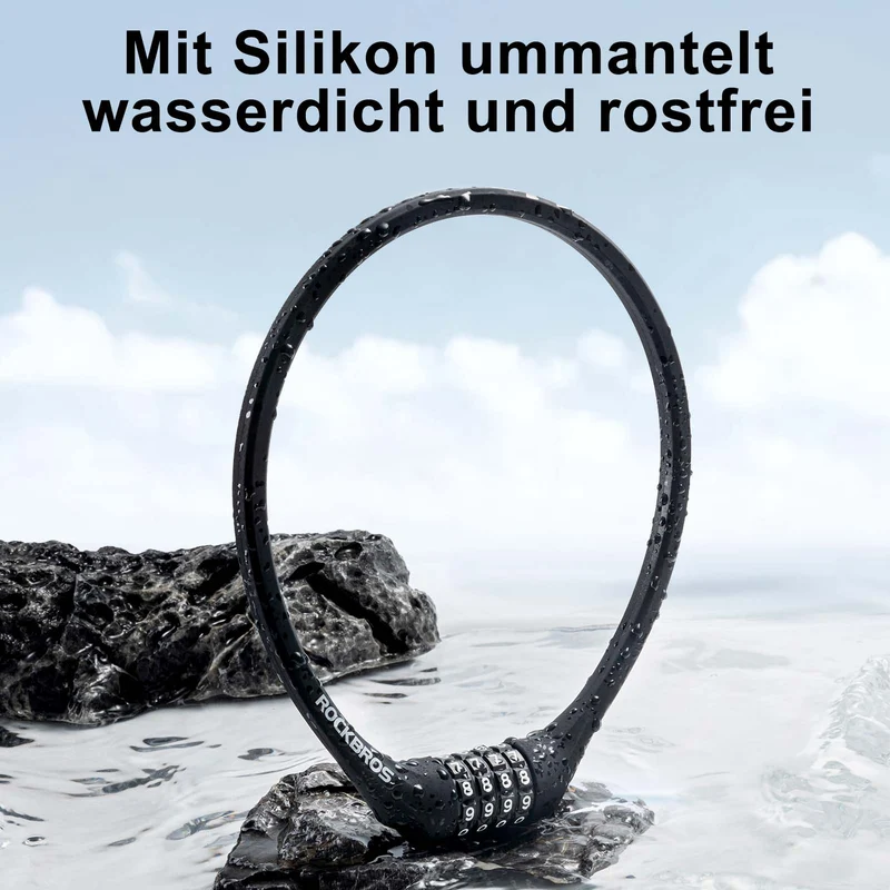 ROCKBROS Fahrradschloss mit 4-Stellig Zahlencode 65cm lang