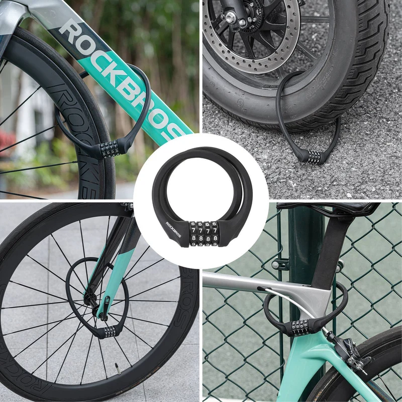 ROCKBROS Fahrradschloss mit 4-Stellig Zahlencode 65cm lang