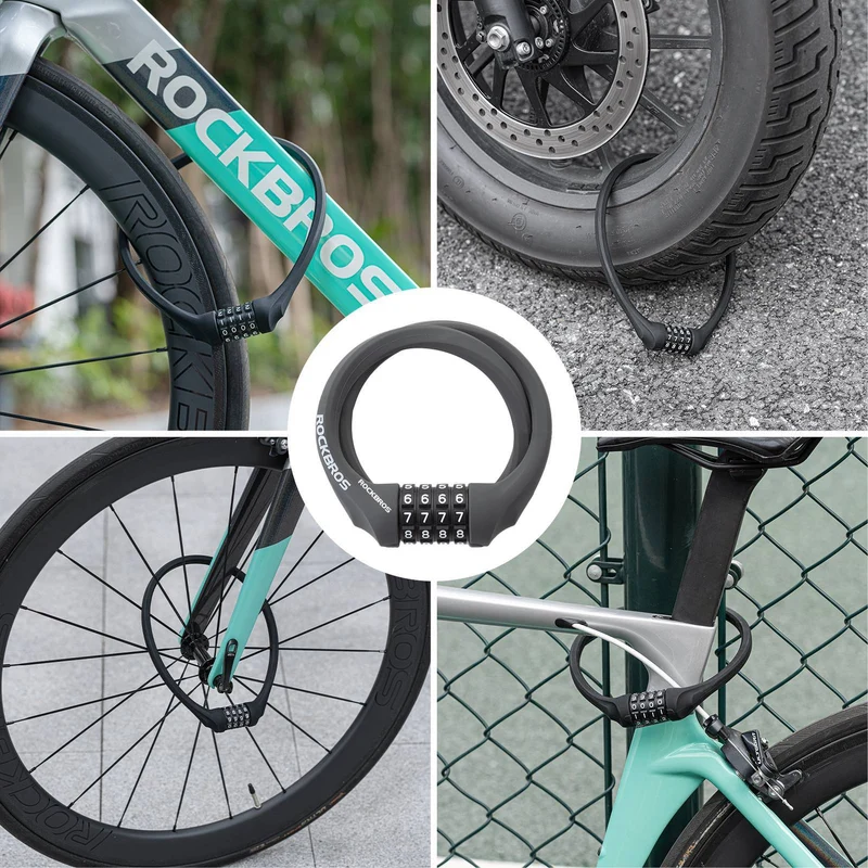 ROCKBROS Fahrradschloss mit 4-Stellig Zahlencode 65cm lang