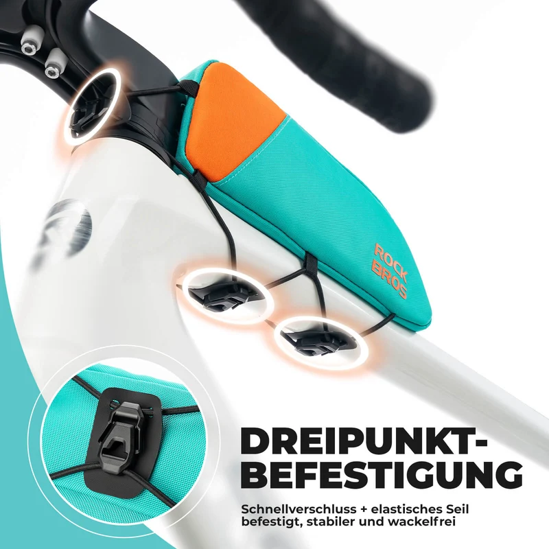 ROCKBROS Fahrrad Oberrohrtassche Schnellverschlussschnalle & Bungee-Seil-Fixierung 0,8L