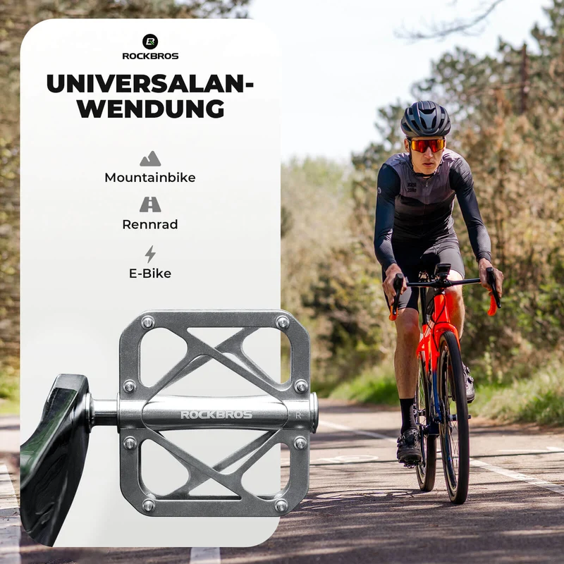 ROCKBROS Fahrradpedale aus Titanlegierung 3-Lager MTB-Pedale Plattform 9/16 Zoll