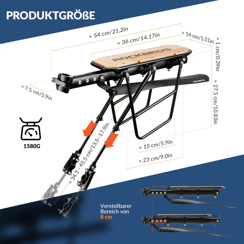 Fahrradgepäckträger met Schutzblech Montage ohne Bohren 26-29 Zoll