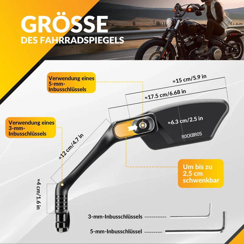 Fahrradspiegel Rückspiegel 360 ° Verstelbaar voor Lenker 21-26mm