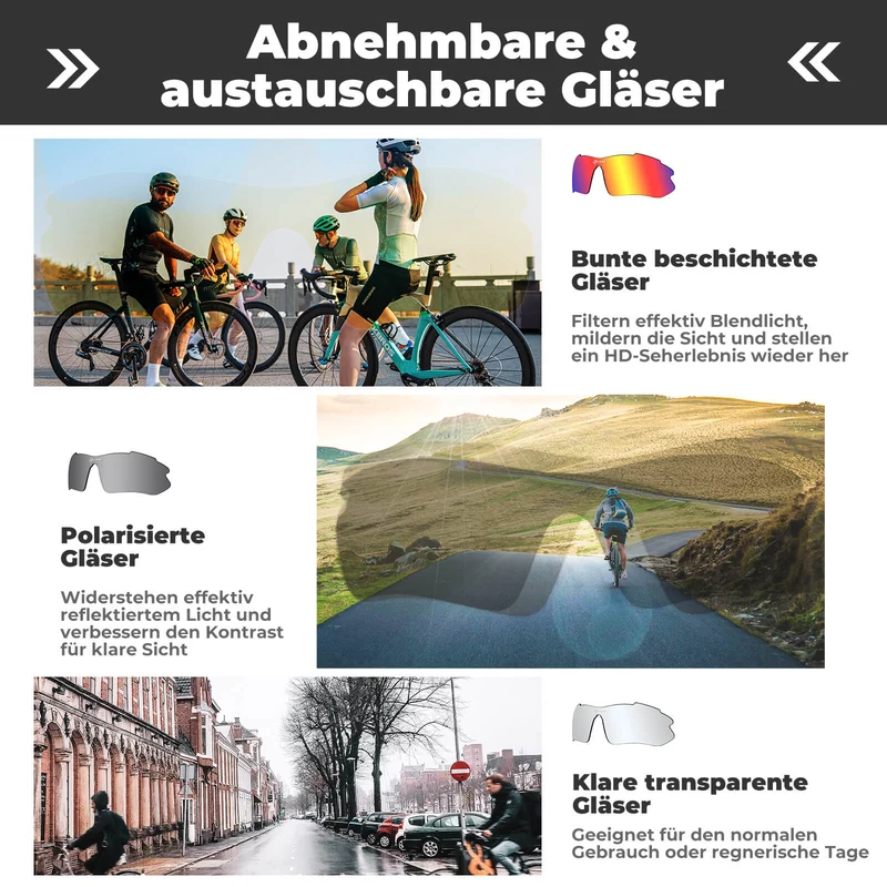 Gepolariseerde bril met wechselbare glazen UV-bescherming, unisex