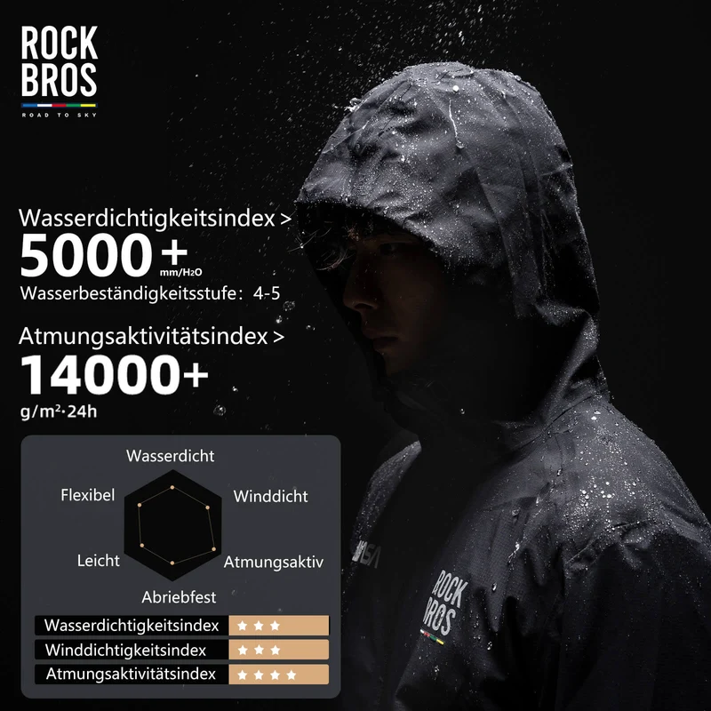 ROAD TO SKY regenjack met fahrradjack winddicht unisex voor MTB en renners