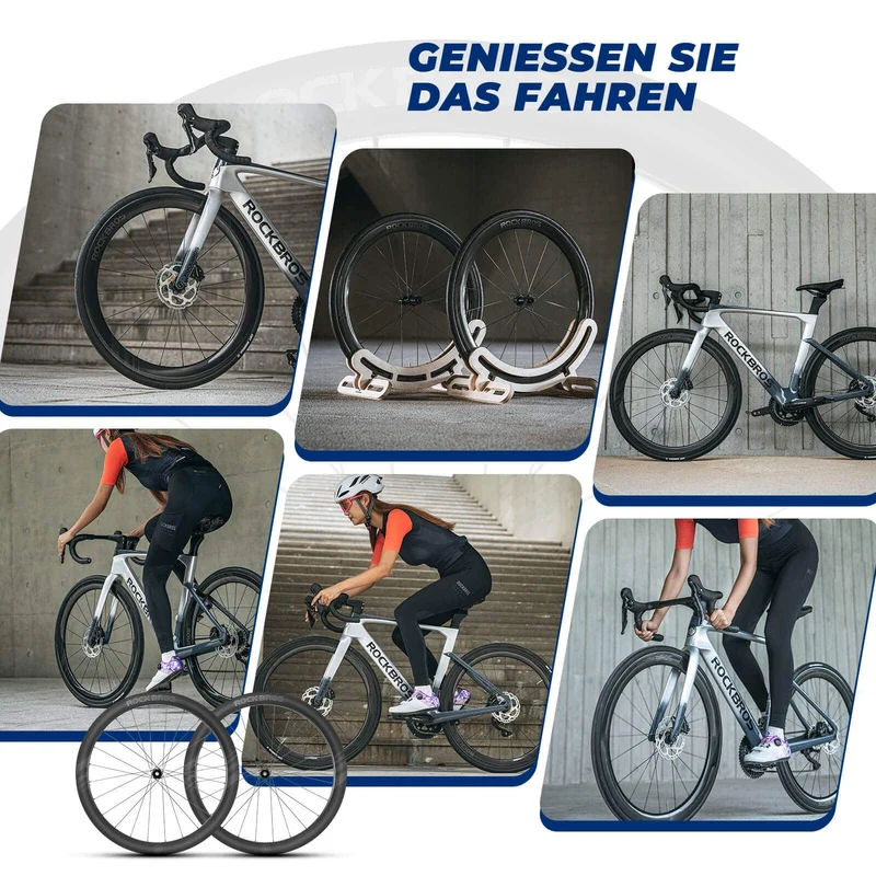 ROCKBROS T700 Carbon Laufradsatz 28'' 50mm Scheibenbremse Steckachse Laufrad Set voor Rennrad en SHIMANO 8-12 Fach 24 Speichen 36T-Stahllager