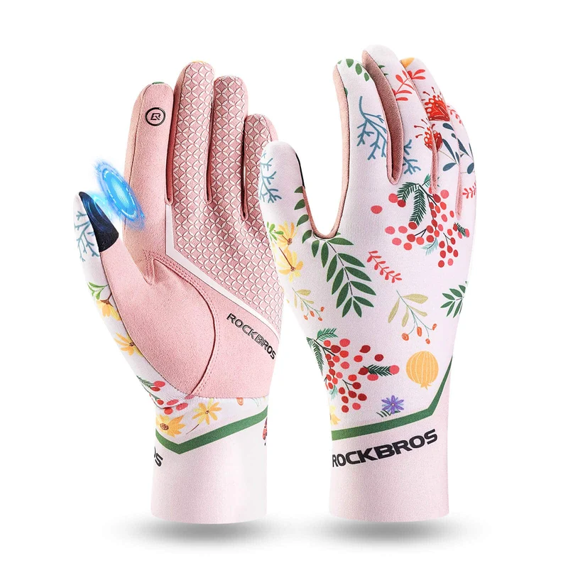 ROCKBROS Fahrradhandschuhe Damen Winddicht Handschuhe Сэнсарны экран Atmungsaktiv