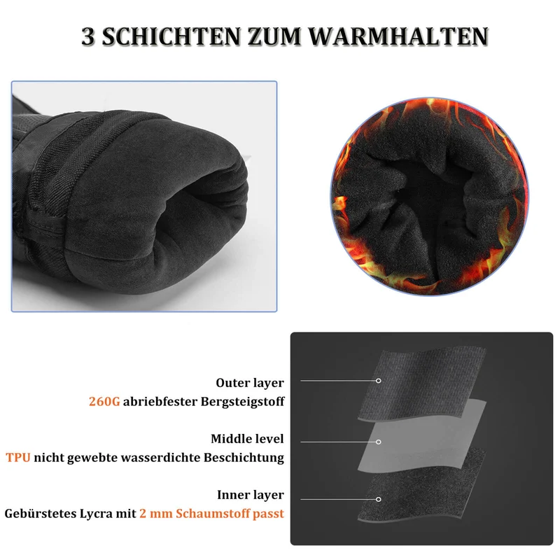 ROCKBROS Winter Handschuhe Warm Skihandschuhe Winddicht -20℃ M-XL