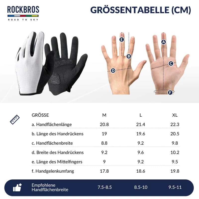 ДАРОГА ДА НЕБА Fahrradhandschuhe Atmungsaktiv mit Touchscreen Sommer/Frühling