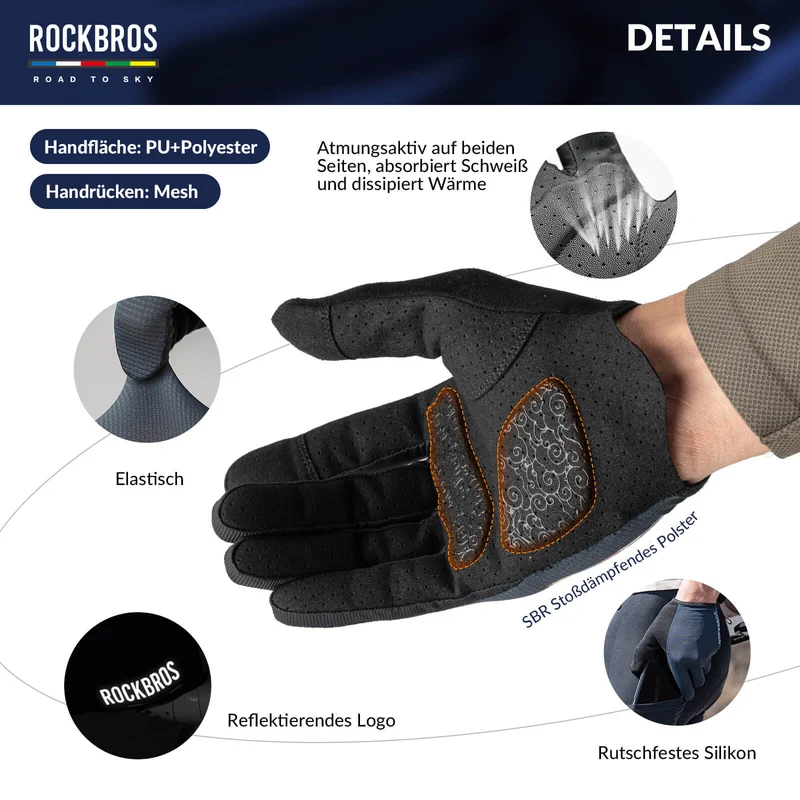 ДАРОГА ДА НЕБА Fahrradhandschuhe Atmungsaktiv mit Touchscreen Sommer/Frühling