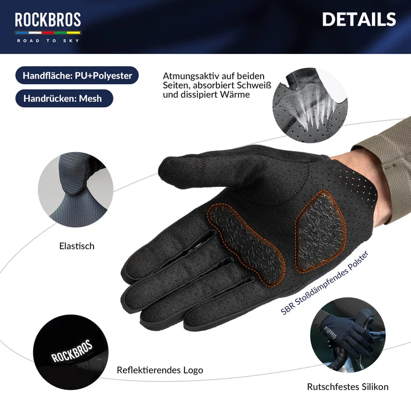 ДАРОГА ДА НЕБА Fahrradhandschuhe Atmungsaktiv mit Touchscreen Sommer/Frühling
