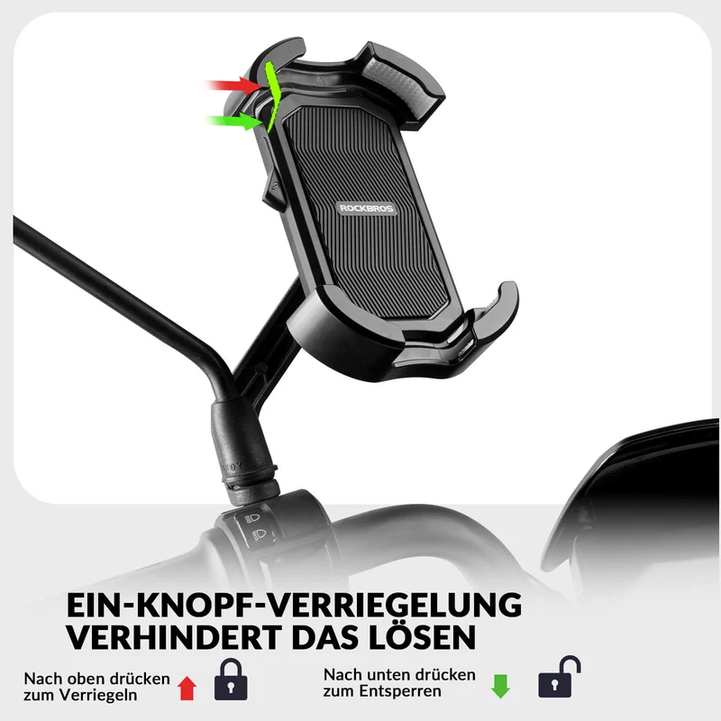 ROCKBROS Handyhalterung Fahrrad Handyhalter Motorrad 360° Drehbar voor 4,7-7,0 Zoll