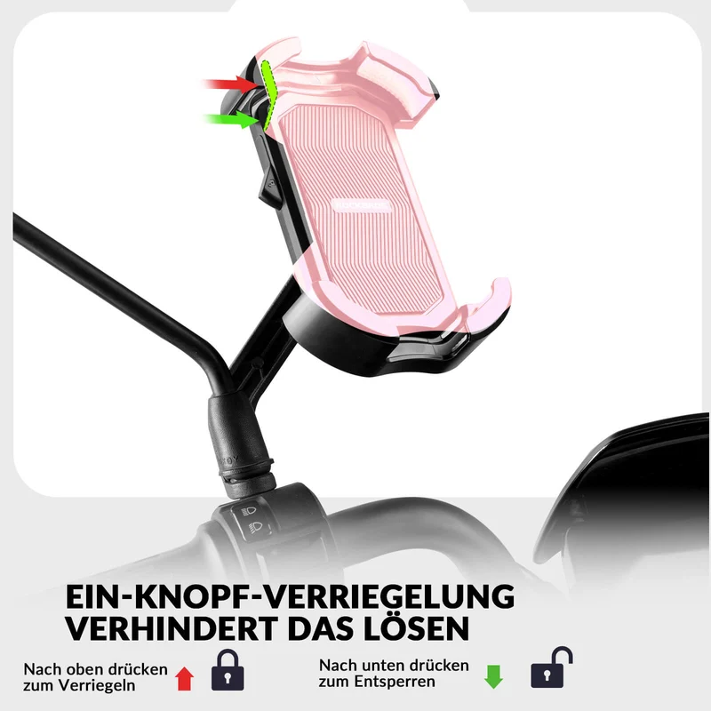 ROCKBROS Handyhalterung Fahrrad Handyhalter Motorrad 360° Drehbar voor 4,7-7,0 Zoll