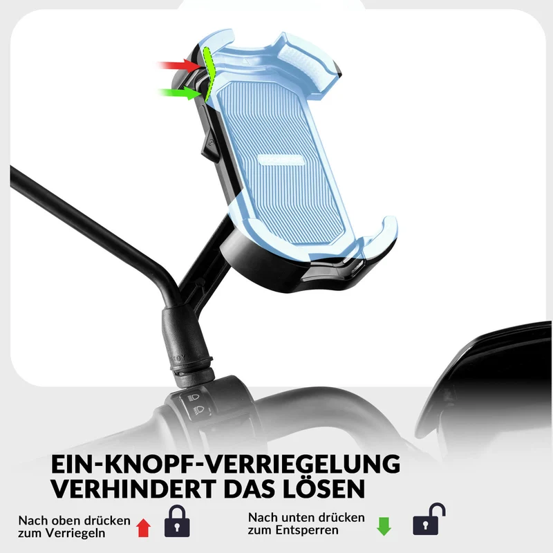 ROCKBROS Handyhalterung Fahrrad Handyhalter Motorrad 360° Drehbar voor 4,7-7,0 Zoll