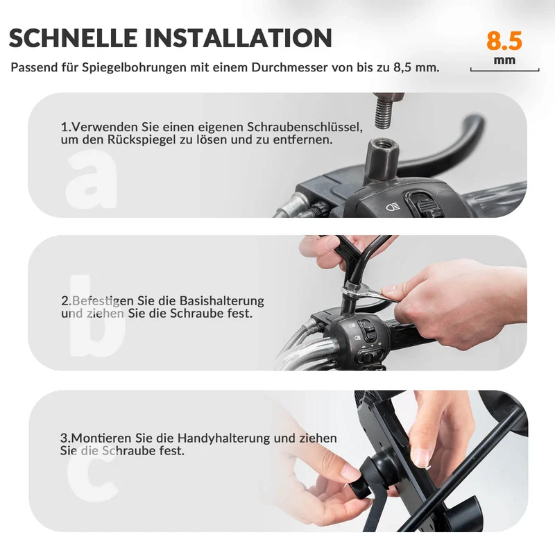 ROCKBROS Handyhalterung Fahrrad Handyhalter Motorrad 360° Drehbar voor 4,7-7,0 Zoll