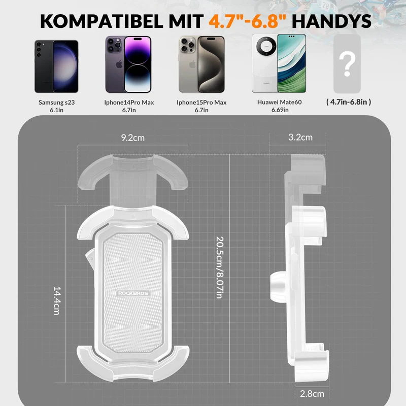 ROCKBROS Handyhalterung Fahrrad Handyhalter Motorrad 360° Drehbar voor 4,7-7,0 Zoll