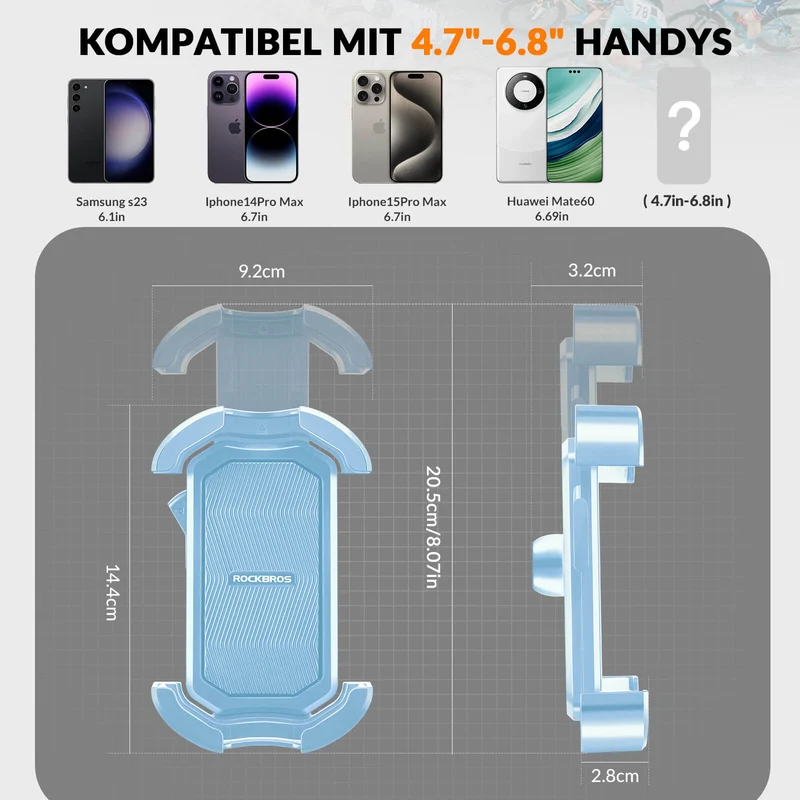 ROCKBROS Handyhalterung Fahrrad Handyhalter Motorrad 360° Drehbar voor 4,7-7,0 Zoll