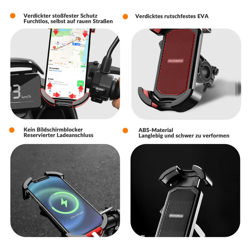 ROCKBROS Handyhalterung Fahrrad Handyhalter Motorrad 360° Drehbar voor 4,7-7,0 Zoll