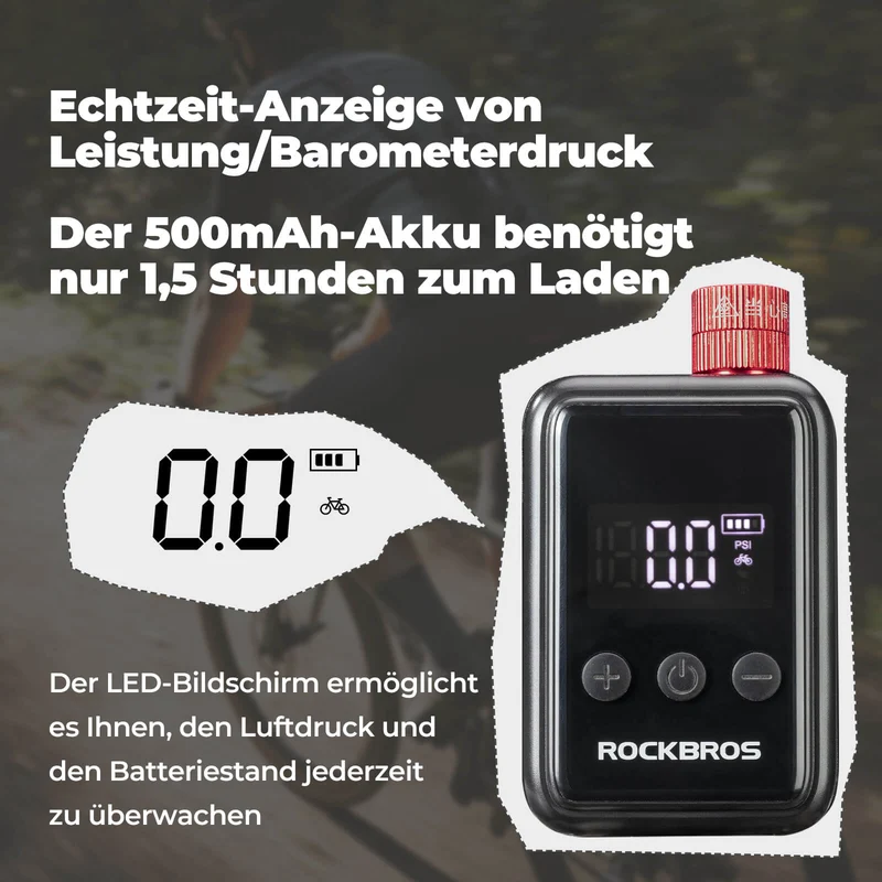 Mini Elektrische Fahrradpomp LED-Anzeige
