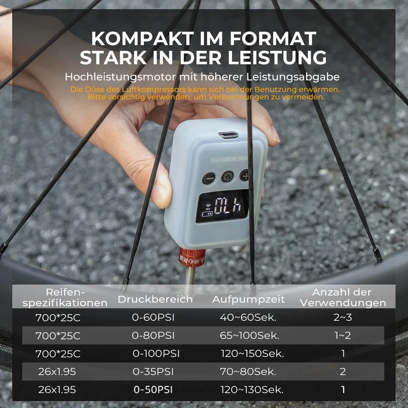 Mini Elektrische Fahrradpomp LED-Anzeige