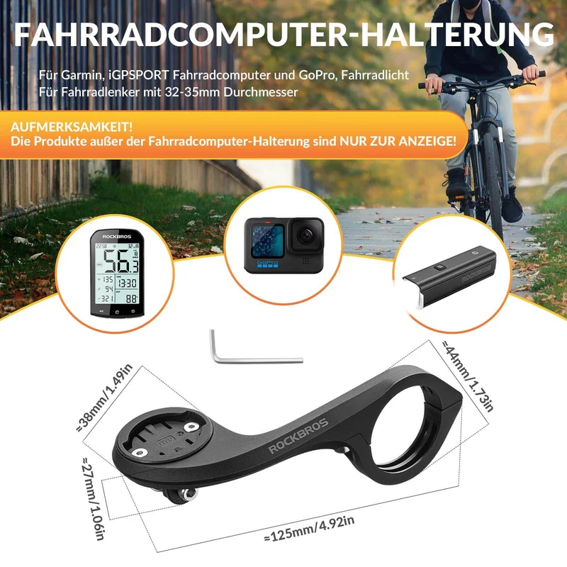 ROCKBROS Fahrradcomputer Halterung Compatibel mit Garmin/iGPSPORT für Lenker 32-35mm