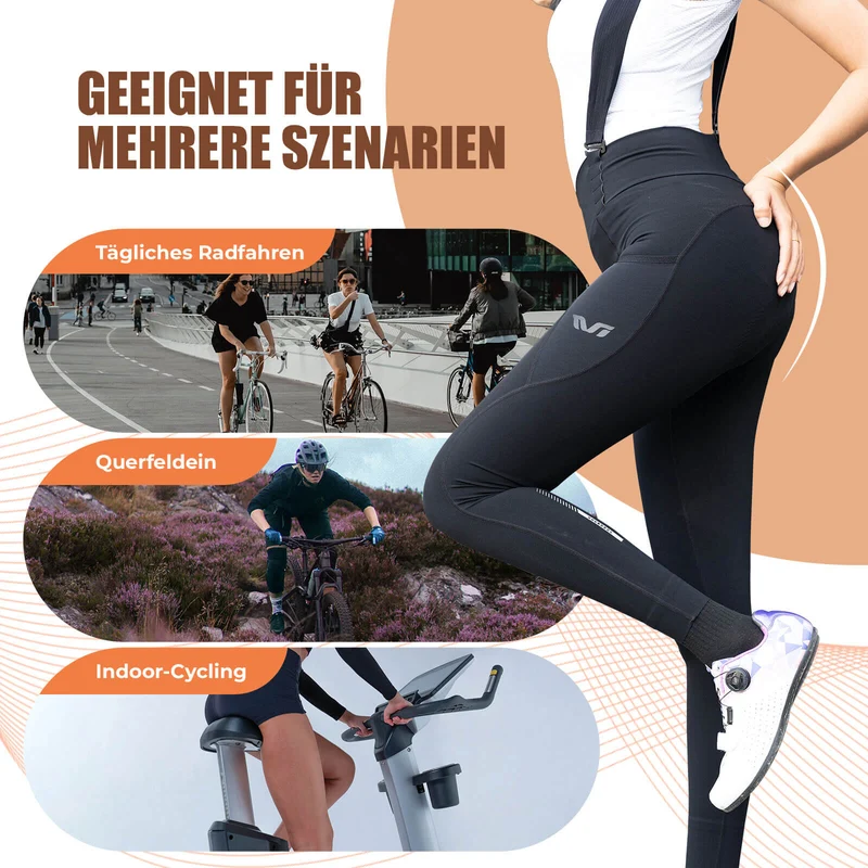 ROCKBROS TVI Lange Trägerhose Fahrradhose met Sitzpolster Abnehmbare