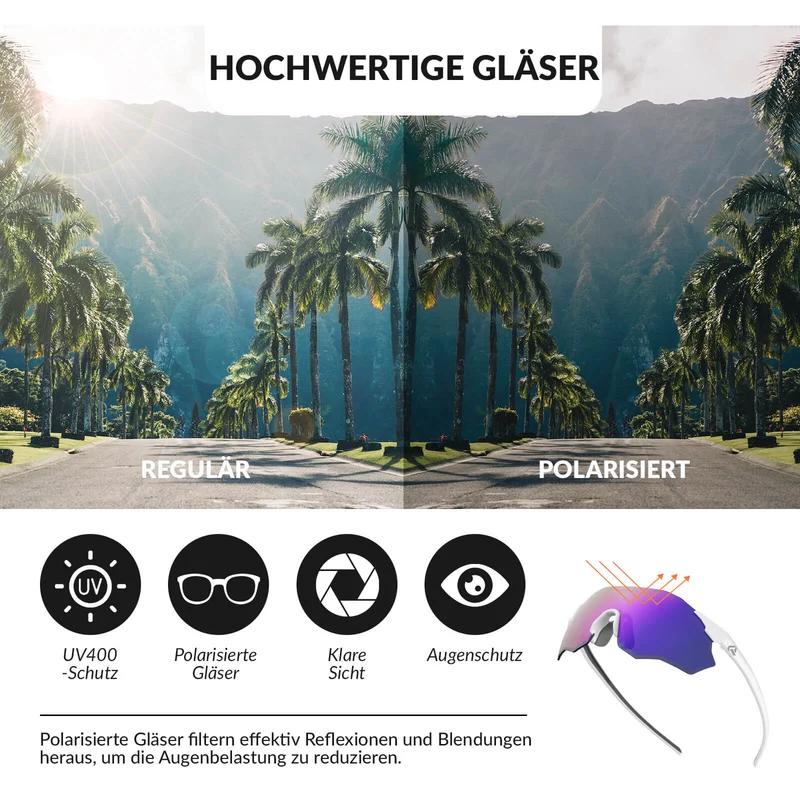 Fahrradbrille Verspiegelte Gläser UV400-Schutz Ohne Rahmen -SWIFT