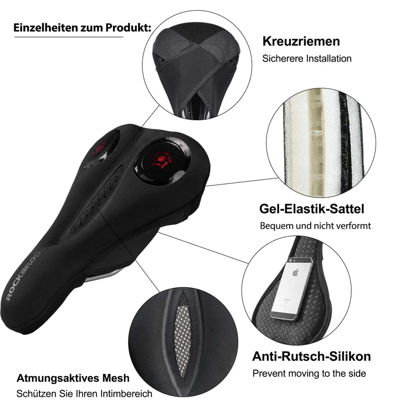 ROCKBROS Fahrrad Sattelbezug Gel Sattel Überzug Zwart