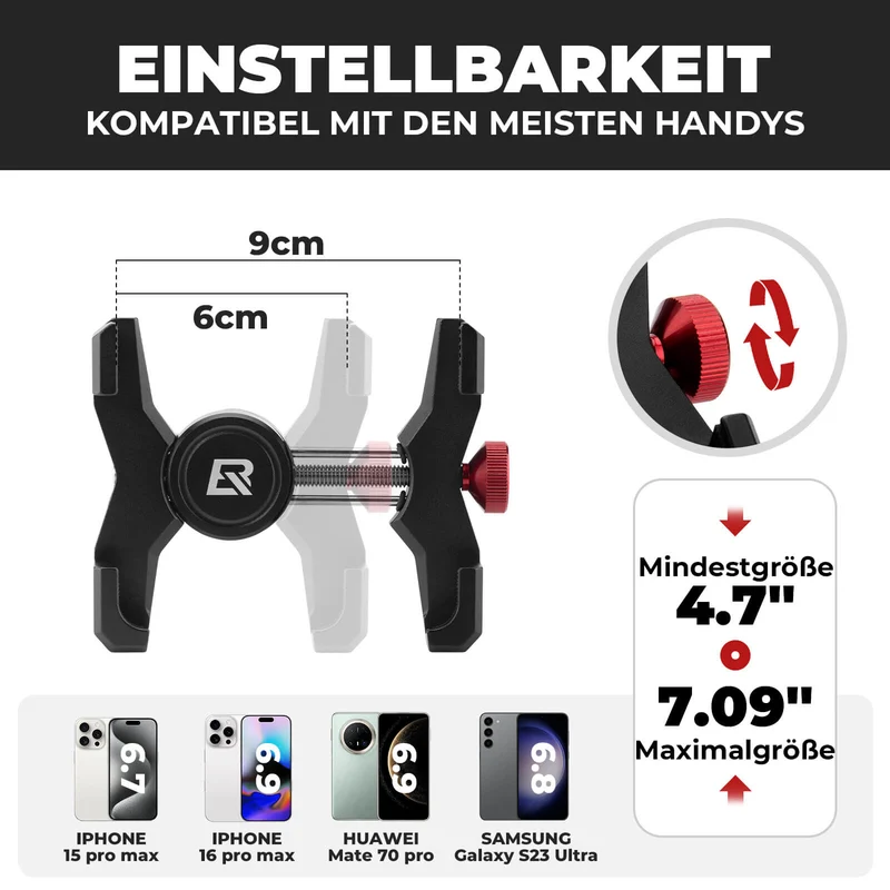 Fahrrad Handyhalterung 180° Drehbar voor Handy 4.7~7.09"