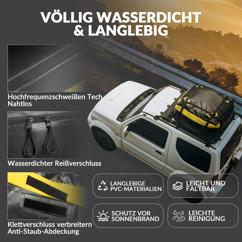 ROCKBROS Dachbox voor Auto Wasserdicht Dachgepäckträger 300L met 8 Zurrgurten
