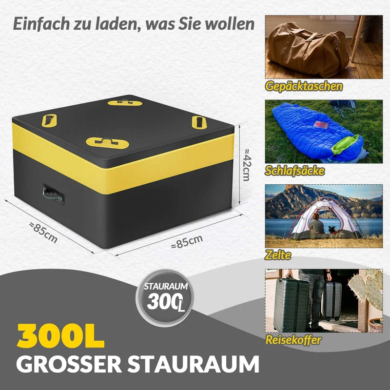 ROCKBROS Dachbox voor Auto Wasserdicht Dachgepäckträger 300L met 8 Zurrgurten