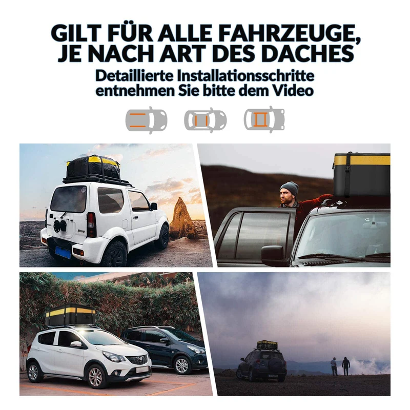 ROCKBROS Dachbox voor Auto Wasserdicht Dachgepäckträger 300L met 8 Zurrgurten
