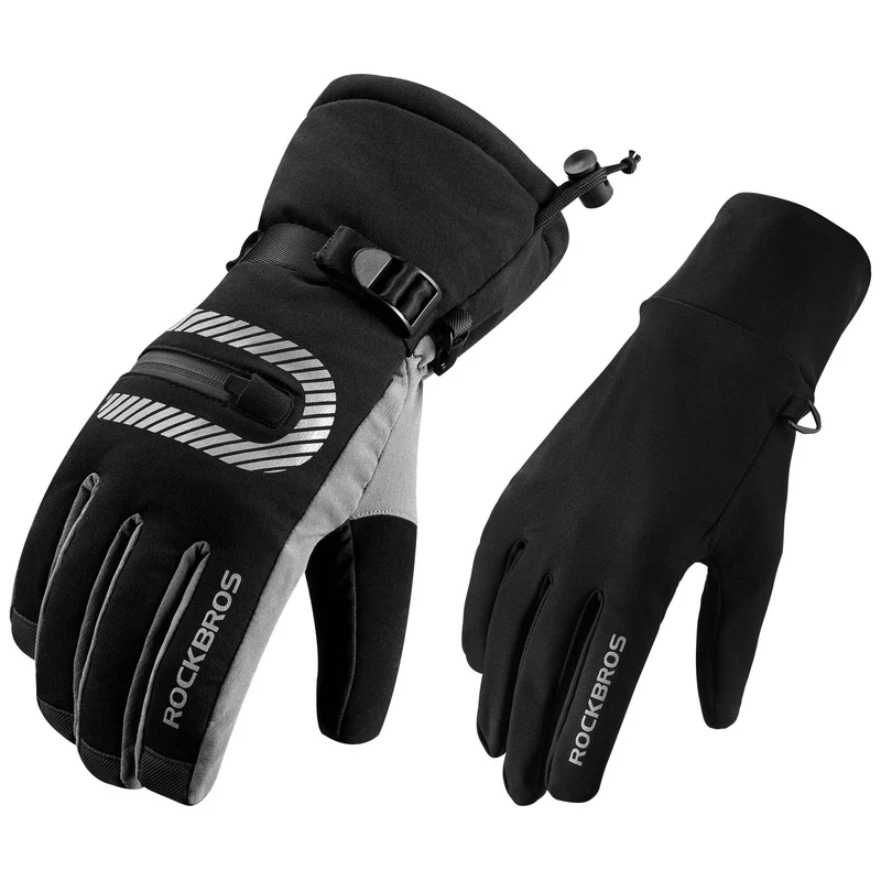 ROCKBROS Skihandschuhe 2 у 1 Winddicht Warme Handschuhe Schwarz M-2XL