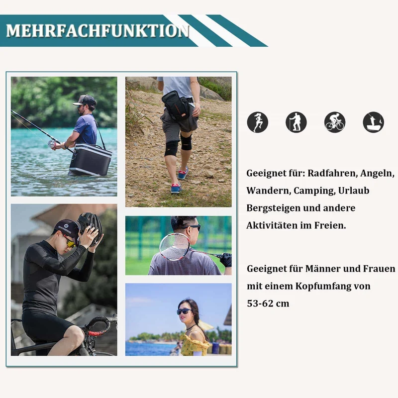 ROCKBROS Fahrrad Kappe UV-Schutz Sporthut voor damesheren 54-61 cm