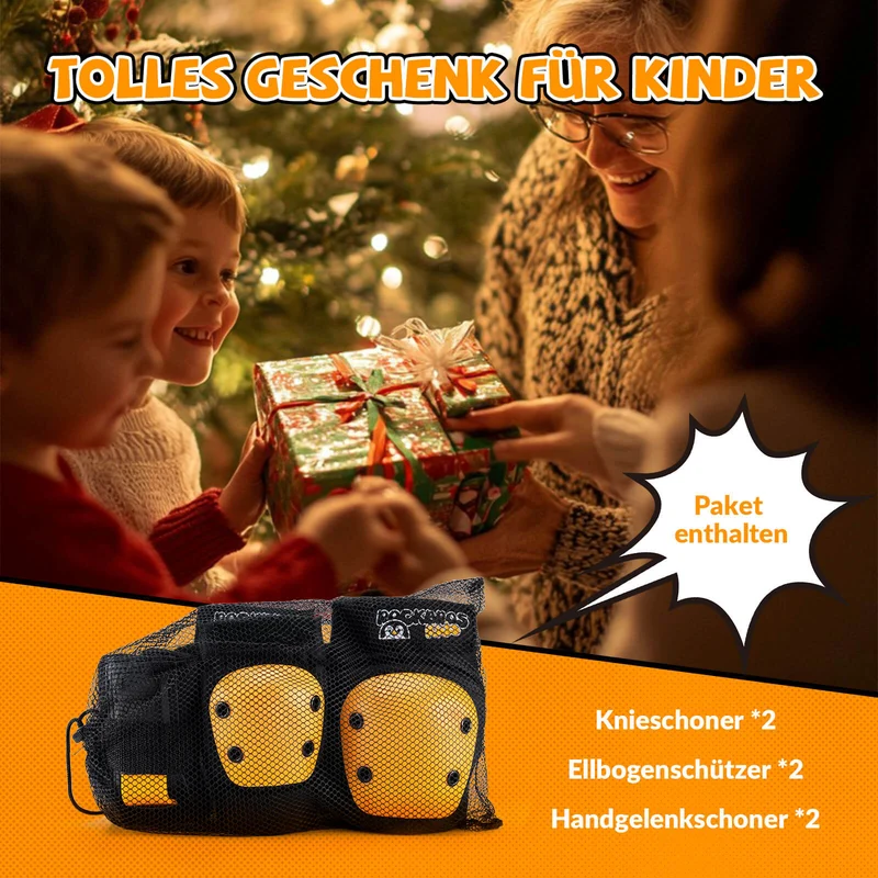 ROCKBROS Kinder Knieschoner 6-in-1 Komfort Schoner Set Beschermtoren Fahrrad Sport