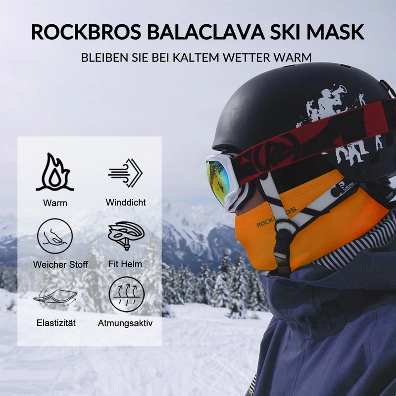 Зімовая балаклава ROCKBROS Sturmhaube Herbst для спорту на адкрытым паветры унісекс