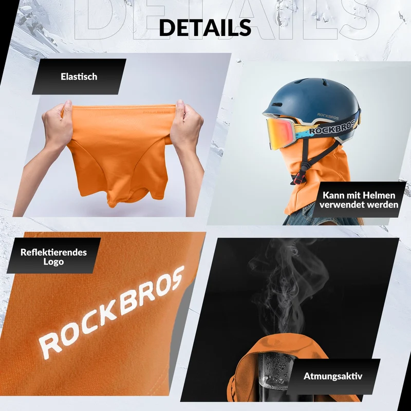 Зімовая балаклава ROCKBROS Sturmhaube Herbst для спорту на адкрытым паветры унісекс