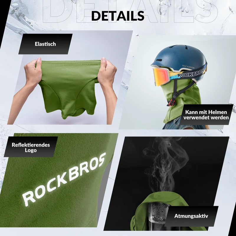 Зімовая балаклава ROCKBROS Sturmhaube Herbst для спорту на адкрытым паветры унісекс